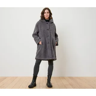 Tchibo - Teddymantel mit Kapuze - Damen - Gr. 48 - grau