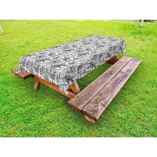 Abakuhaus Tischdecke dekorative waschbare Picknick-Tischdecke, Pine Cone Mistletoe Dogwood Blumen schwarz|weiß 145 cm x 265 cm