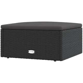 vidaXL Gartenhocker mit Kissen Schwarz Poly Rattan