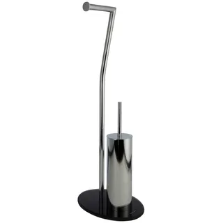 Möve Stand Toilettenpapierhalter mit bruchsicherem Glas, verchromt 28 x 20 x 71,5 cm, silver