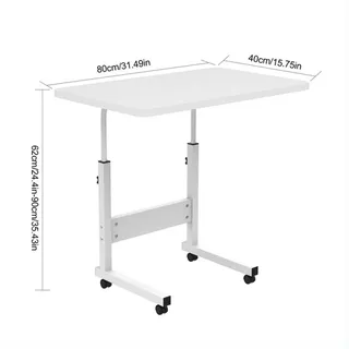 JEOBEST Computertisch Beistelltisch Höhenverstellbar 80x40x(69-89)cm Laptoptisch auf Rollen, Mobiler Beistelltisch Pflegetisch für Bett und Sofa weiß