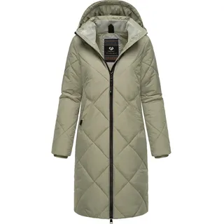 Ragwear Damen, Wintermantel Warmer wasserdichter Steppmantel lang mit abnehmbarer Kapuze Rebela YOUMODO Dusty Olive Gr. XXL (44), gelb (gelbgrün), Obermaterial: 100% Polyester. Innenfutter: 100% Polyester.