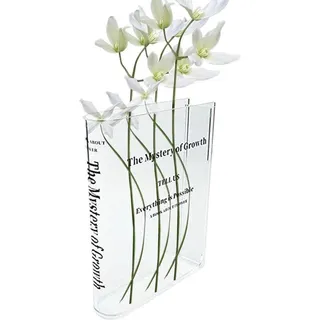 Famanu Bücher-Vase Acryl - Dekorative Flasche - Buchform Design - 22,5 x 15,7 cm - Klar