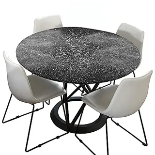 Morbuy Rund Tischdecke Elastisch, Einfach Rund Tischdecken Wasserdicht Lotuseffekt Abwaschbar Abwischbar Tischtuch für Dekoration Küchentisch Garten Outdoor (Durchmesser 90cm,Dunkelgrau)