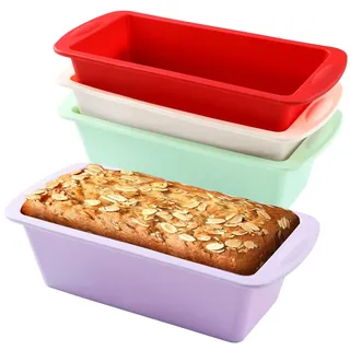 Surflyee 4 Stück Brotbackform Silikon, Silikonform Brotbackform | Kastenform Silikon für Kuchen und Brote, Antihaftbeschichtung Schnellspanner Brotbackformen für Backofen, Fritteuse