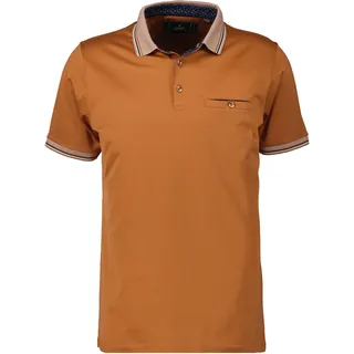 RAGMAN Poloshirt RAGMAN, Herren, Gr. M, braun (ocker, 523), Baumwolle, casual, regular fit, hoch geschlossener Ausschnitt, Kurzarm, Shirts