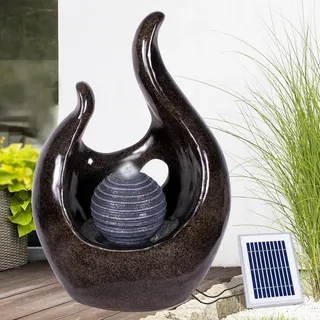 Solar Gartenbrunnen Brunnen Solarbrunnen Zierbrunnen Wasserfall Gartenleuchte Teichpumpe für Terrasse, Balkon (7-SB02136)