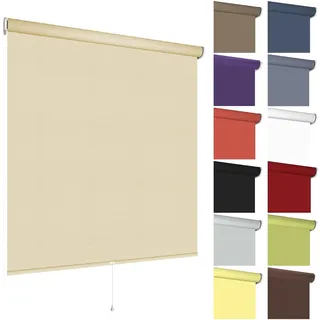 Springrollo Rollo Fenster | Stoff Blickdicht lichtdurchlässig | 13 Farben | Breite 62-202 cm Höhe bis 180 cm | Mittelzugrollo Schnapprollo anschraubbar (Größe 72 x 180 cm, Farbe Cream, Beige)