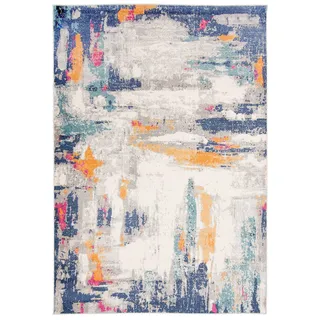 Carpeto Teppich Wohnzimmer 120x170cm Blau Abstrakt Weich Pflegeleicht Weiß | Teppich für Schlafzimmer Esszimmer Büro Fußbodenheizungsgeeignet Reinigungsmittelbeständig Kurzflor Leicht zu Reinigen Modern