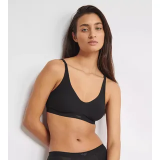 SLOGGI Damen, Baumwolle, BH Ever Ease Soft Bra, ohne Bügel, ohne Polsterung, Verstellbare Träger, XL, schwarz, - XL