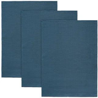 Erwin Müller Geschirrtuch Geschirrtuch 3er-Pack, Piqué Uni blau
