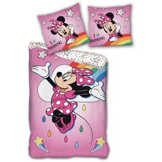 Kinderbettwäsche »Minnie Maus Regenbogen«, Disney Minnie Mouse, Mikrofaser, 2 teilig, Mädchen leichte Wendebettwäsche 135-140 x 200 cm rosa