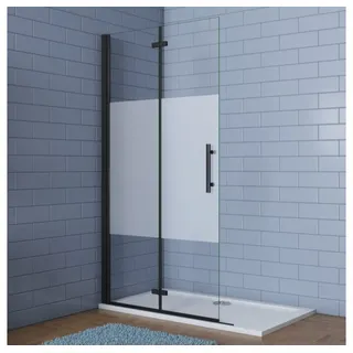 Duschparadies Dusch-Falttür 195cm Schwarz Walk in Dusche Scharniertür Duschabtrennung Duschwand, 80x195 cm, Easyclean Sicherheitsglas, beidseitig montierbar 80 cm x 195 cm