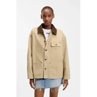 HUGO BOSS Regular Fit Jeansjacke aus reiner Baumwolle Modell 'FLIMANE-1-D_B', Beige, S