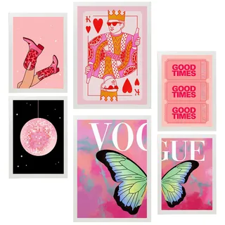 POSTER Set Mit 6 Moderner Kunst Für Frauen A3 & A4 Weißer Rahmen