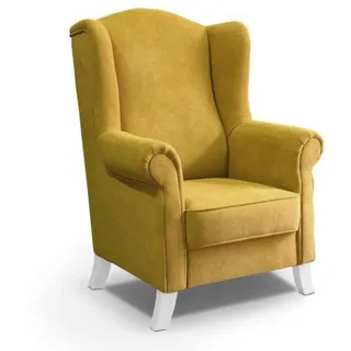Beautysofa Ohrensessel LEONARDO Sessel Wohnzimmersessel, Fernsehsessel gelb
