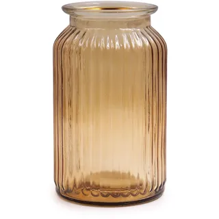OFFIDIX Glasvase, moderner minimalistischer Stil, vertikale Streifen-Säule, Blumenvase für Büro, Zuhause, Party und Hochzeitsdekoration (Braun)