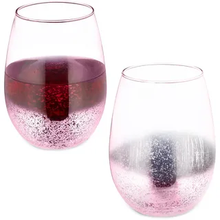 Relaxdays Weingläser ohne Stiel, 2er Set, Rotweinbecher, je 500 ml Fassungsvermögen, Wassergläser, Dessertgläser, rosa