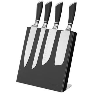 Navaris Messerhalter magnetisch aus Kautschuk 27,7x27,5x12cm - Magnet Messerblock Messerbrett Holz Magnethalter - Messer Halterung unbestückt schwarz