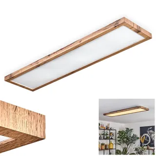 LED Deckenleuchte Salmi, Deckenpanel aus Metall/Kunststoff/MDF in Schwarz/Holzoptik/Weiß, flache Leuchte im modernen skandinavischen Design, Höhe 6,5 cm, 36 Watt, 2500 Lumen, 3000 Kelvin