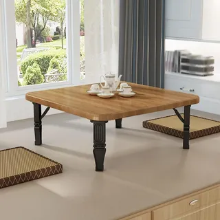 Quadratischer japanischer niedriger Tisch, klappbarer Couchtisch, Arbeitstisch, Esstisch, for Tatami-Schlafzimmer, Wohnzimmer, Erkerfenster, Computertisch, kleiner Kang-Tisch ( Farbe : Red brown , Siz