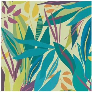 Profhome Grafik Tapete Floral 0,53 m x 10 m 5,33 m2 Grün/Türkis/Violett/Orange 782092-GU