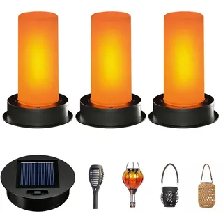 Solarleuchten Ersatzteile 8,5cm Wasserfest, 3PCS Solarleuchten Ersatz Top | Flammeneffekt Solar Ersatzdeckel, LED Solar Glühbirne Ersatz Solarmodul für Gartenleuchte Solarlampen,für Außen Garten