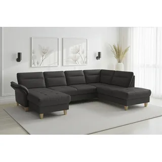 Wohnlandschaft SIT & MORE "Pamela, U-Form, B: 292 cm, Leder", schwarz, B:292cm H:90cm T:212cm, Sofas, Wohnlandschaft