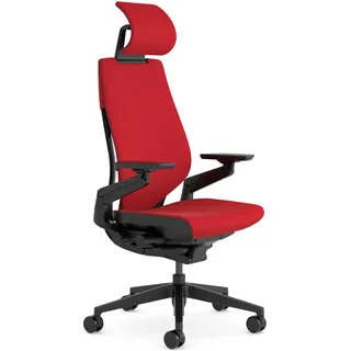 Steelcase Ergonomischer Bürostuhl: Gesture, Kopfstütze, Rot | Leicht montierbar, Universalrollen, Premium-Materialien, bis 180 kg und 190 cm, sitzkomfort
