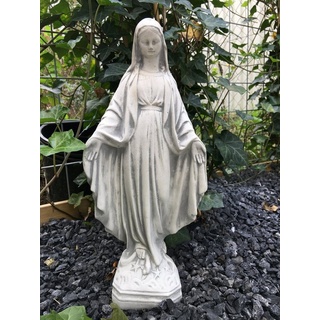 Antikas Gartenfigur Madonna Maria Statue Stein weiß Marien-Skulptur Devotionalien Maria