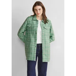 Langjacke STREET ONE, Damen, Gr. 36, grün (arty grün), Stoff, Obermaterial: 100% Polyester. Futter: 100% Polyester, bedruckt, comfort fit hüftbedeckend, hoch geschlossener Ausschnitt, Bündchen, Jacken Langjacke, mit Knopfleiste
