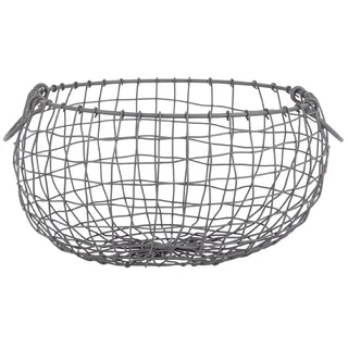 esschert design Dekokorb Draht Korb GROSS rund Ø32 cm Griffe Dekoration Garten (1 x Drahtkorb)