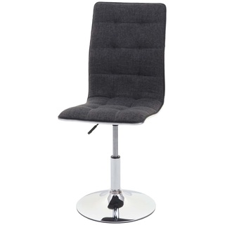 Esszimmerstuhl HWC-C41, Stuhl Küchenstuhl, höhenverstellbar drehbar, Stoff/Textil grau