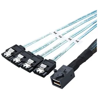 Bolwins P56 Mini SAS SFF-8643 auf 4x SATA 7p Splitter Daten Kabel Festplatte Computer-Kabel, Mini SAS SFF-8643 Stecker, x SATA 7P Buchse (100 cm), Verzweigtes Mini SAS Kabel für bis zu vier SATA Laufwerke blau|schwarz