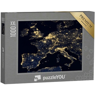 puzzleYOU Puzzle Lichter der Stadt auf der Weltkarte, Europa, NASA, 1000 Puzzleteile, puzzleYOU-Kollektionen Weltraum, Schwierig, Universum, 500 Teile
