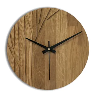 SENTOP Große Wanduhr aus echtem Eichenholz, Moderne Wanduhr aus Holz, Heimdekoration aus Eiche - Naturholz, 50 cm