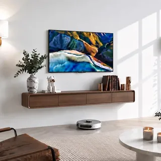 FGNIXLN Massivholz TV Lowboard,160-240CM TV Schrank,Lowboard Hängend, Fernsehschrank Für Das Wohnzimmer, Geeignet Für Das Wohnzimmer Und Schlafzimmer (Nussbaum, 240CM)