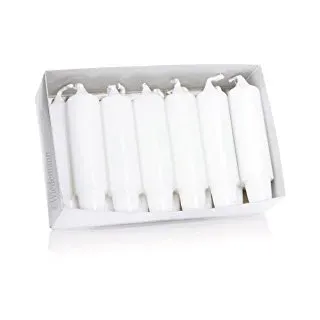 Lampionkerzen Weiß 80 x Ø 20 mm, 12 Stück mit Zapfenfuss/Kerzenfuss