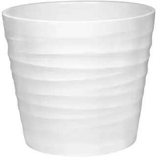 Dehner Blumentopf Wave, Ø 23 - 29 cm, Höhe 22 - 25 cm, rund, Indoor, Keramik weiß 22 cm