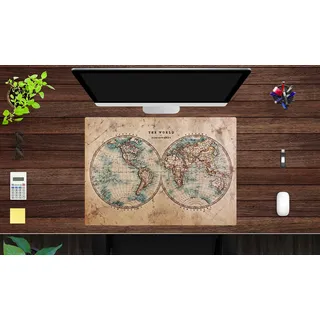 Schreibtischunterlage aus premium Vinyl - Historische Weltkarte - in verschiedenen Größen - Made in Germany (70 x 50 cm)