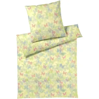 ELEGANTE Lucid Schmetterling Baumwolle Gelb 135 x 200 cm + 80 x 80 cm