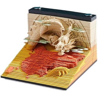 Cikiki Zeitmesser-Kalender 2024, kreativer 3D-Notizblock, Schreibtischkalender, Notizblock, 3D-Kalender, Papierschnitzerei, Geschenk, Schreibtisch-Dekoration