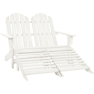 Prolenta Premium 2-Sitzer Adirondack-Gartenbank mit Fußstütze Tannenholz Weiß