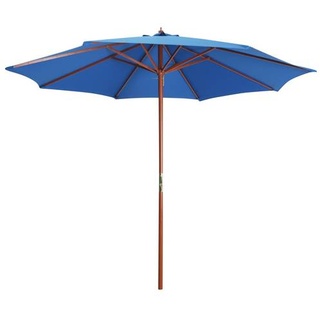 vidaXL Sonnenschirm mit Holz-Mast 300 x 258 cm Blau