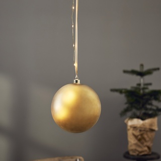 LED Christbaumkugel - Weihnachtskugel - Glas - 20 warmwei√üe LED - D: 20cm - Timer - Batterie - gold