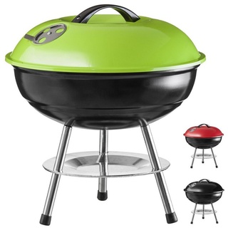 Goods+Gadgets Standgrill BBQ Grill Mini Kugelgrill, Camping Holzkohle-Grill Tischgrill grün