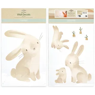 Little Dutch Wandaufkleber, Beige, Kunststoff, Tiere, Rechteckig, 30x52x0.1 cm, FSC Mix, Tapeten - Luxus-Wandaufkleber - Baby Bunny - Braun/Weiß - 30x52cm