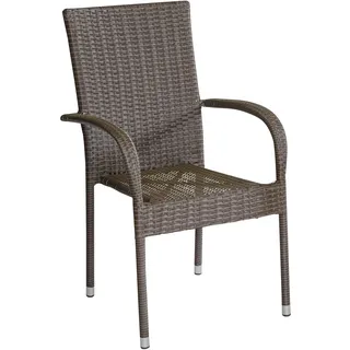 LC Garden »Lübeck« Gartenstuhl Polyrattan Braun Stapelstuhl Gartensessel stapelbar