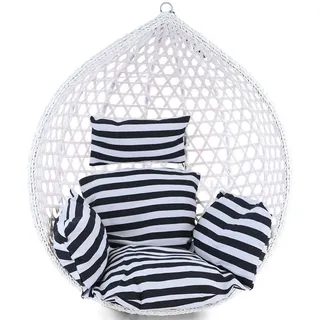 RAMROXX Hängesessel Kissen 2-teilig 120 x 50 cm Schwarz Weiss gestreift