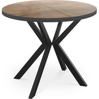 WFL GROUP Esstisch Vincento (1 Tisch), Runder Ausziehbar Tisch mit Tischrand schwarzes Dekor braun 120 cm